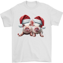 Christmas Piglets Wearing Xmas Hats Pig Mens T-Shirt 100% Cotton White