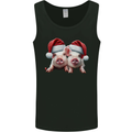 Christmas Piglets Wearing Xmas Hats Pig Mens Vest Tank Top Black