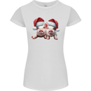 Christmas Piglets Wearing Xmas Hats Pig Womens Petite Cut T-Shirt White