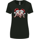 Christmas Piglets Wearing Xmas Hats Pig Womens Wider Cut T-Shirt Black