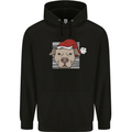 Christmas Pitbull Dog Wearing Xmas Hat Childrens Kids Hoodie Black