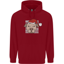 Christmas Pitbull Dog Wearing Xmas Hat Childrens Kids Hoodie Red