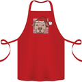 Christmas Pitbull Dog Wearing Xmas Hat Cotton Apron 100% Organic Red
