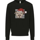Christmas Pitbull Dog Wearing Xmas Hat Kids Sweatshirt Jumper Black