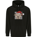 Christmas Pitbull Dog Wearing Xmas Hat Mens 80% Cotton Hoodie Black