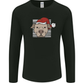 Christmas Pitbull Dog Wearing Xmas Hat Mens Long Sleeve T-Shirt Black