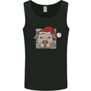 Christmas Pitbull Dog Wearing Xmas Hat Mens Vest Tank Top Black