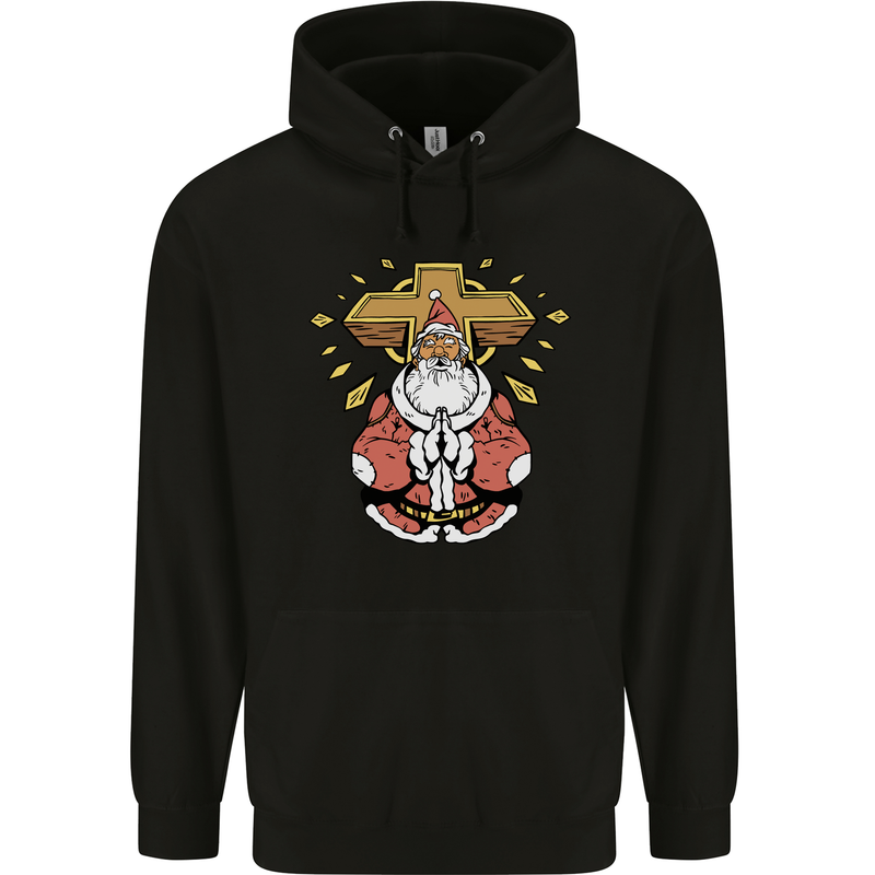 Christmas Praying Santa Christian Christianity God Childrens Kids Hoodie Black