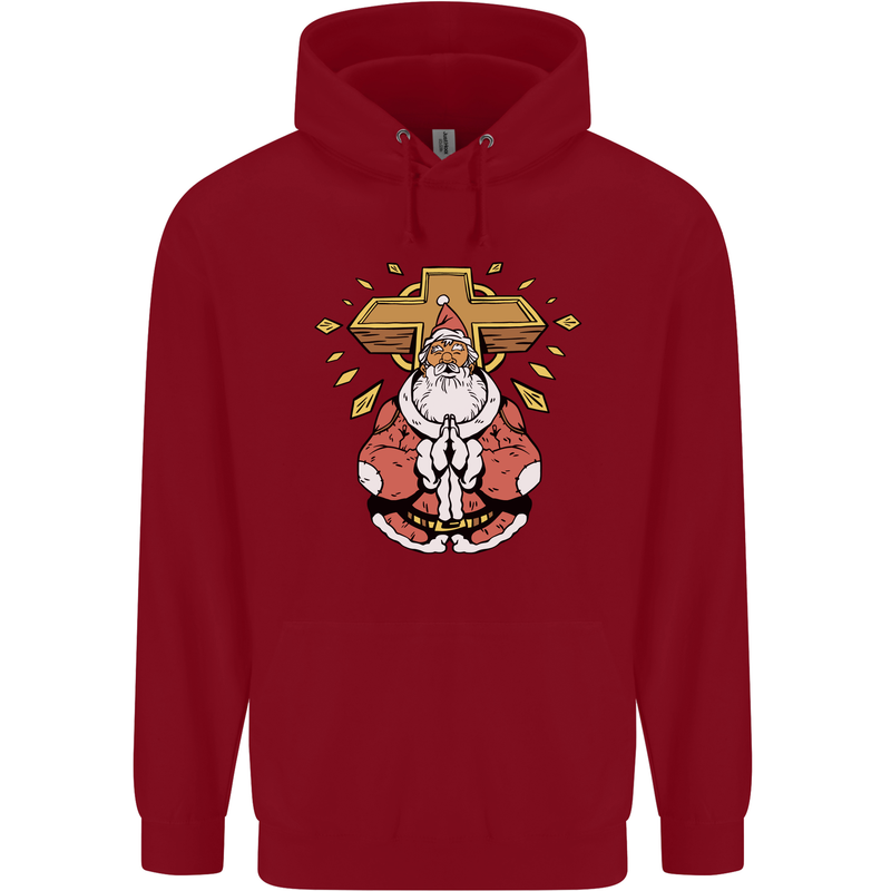 Christmas Praying Santa Christian Christianity God Childrens Kids Hoodie Red