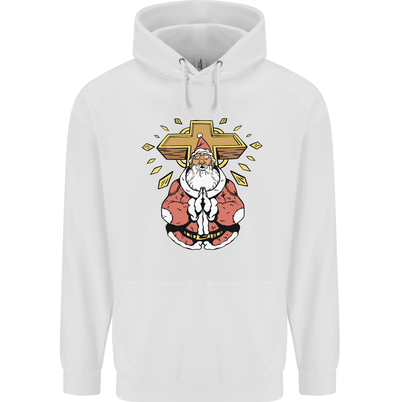 Christmas Praying Santa Christian Christianity God Childrens Kids Hoodie White