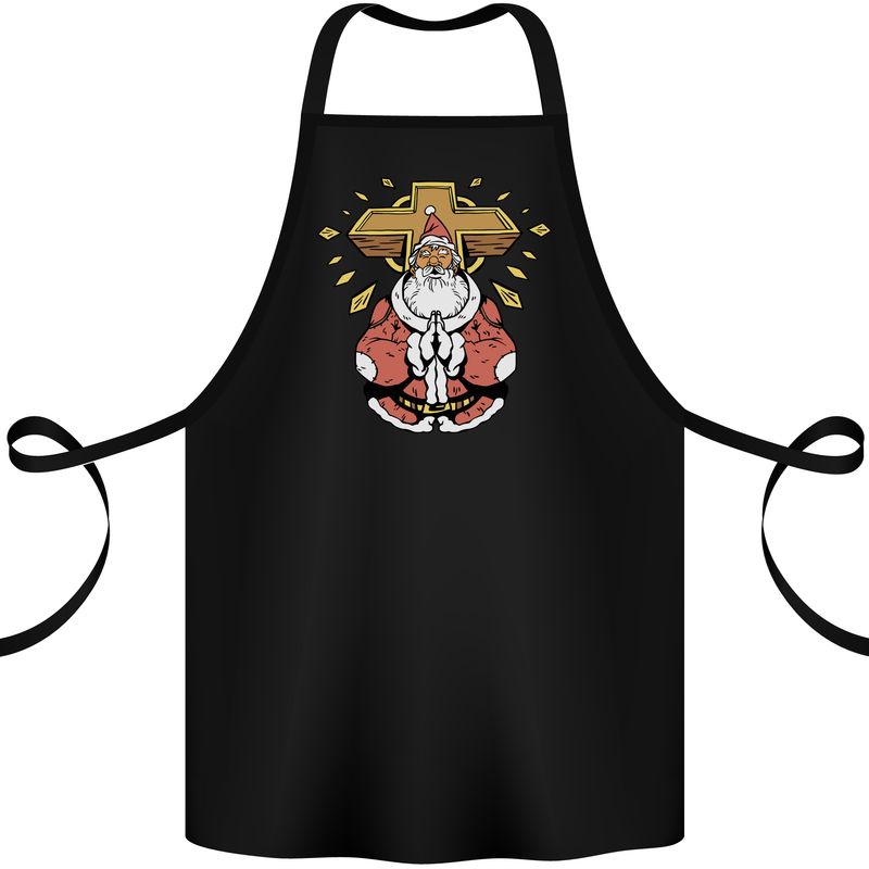 Christmas Praying Santa Christian Christianity God Cotton Apron 100% Organic Black