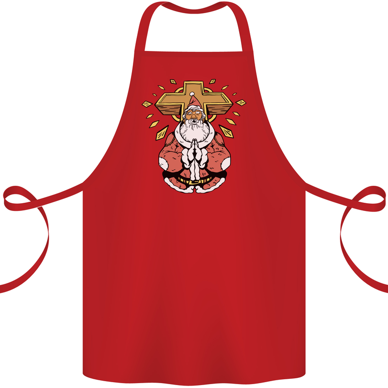 Christmas Praying Santa Christian Christianity God Cotton Apron 100% Organic Red