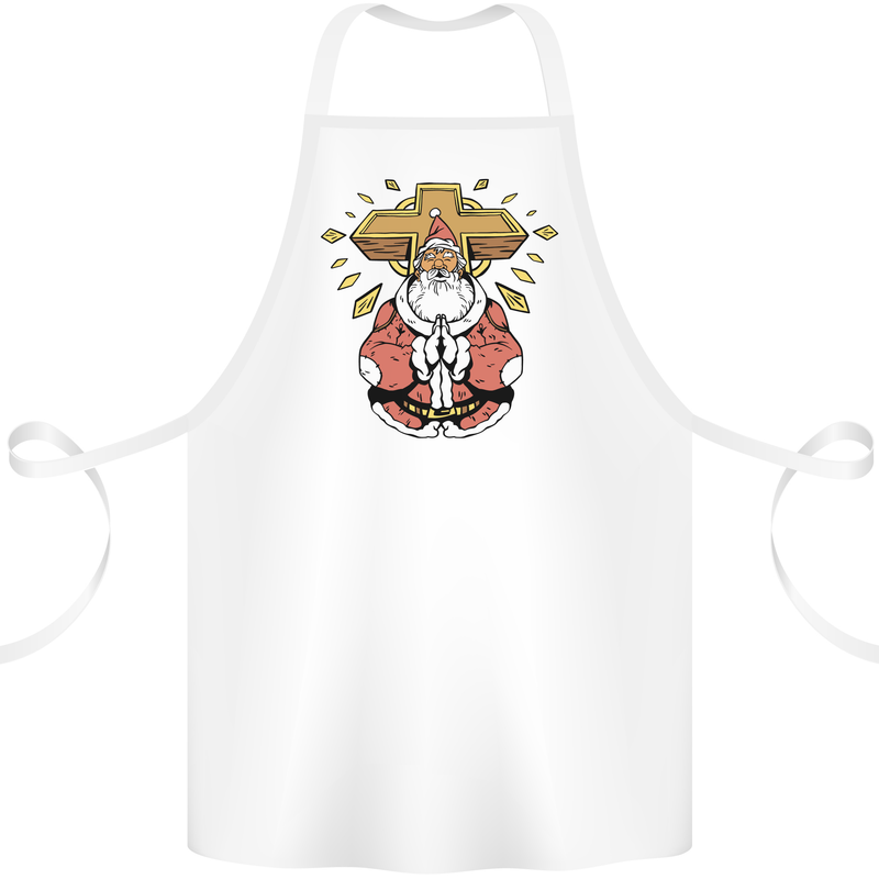 Christmas Praying Santa Christian Christianity God Cotton Apron 100% Organic White