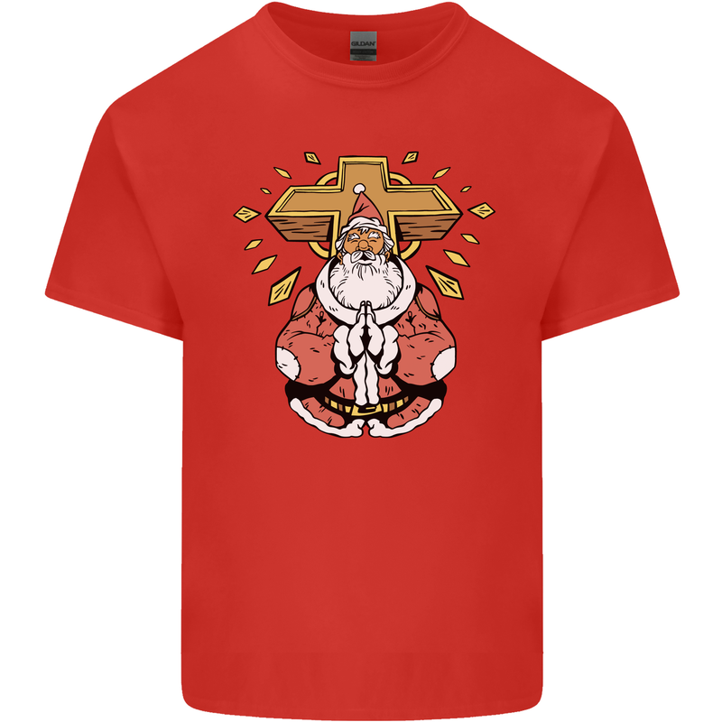 Christmas Praying Santa Christian Christianity God Kids T-Shirt Childrens Red