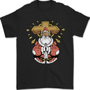Christmas Praying Santa Christian Christianity God Mens T-Shirt 100% Cotton Black