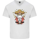Christmas Praying Santa Christian Christianity God Mens V-Neck Cotton T-Shirt White