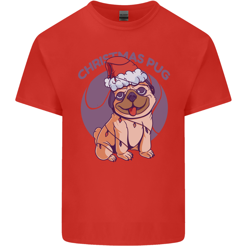 Christmas Pug Dog Xmas Kids T-Shirt Childrens Red