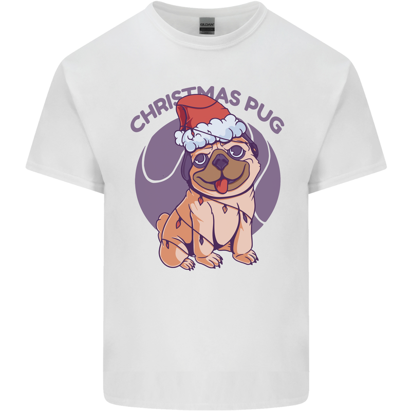 Christmas Pug Dog Xmas Kids T-Shirt Childrens White