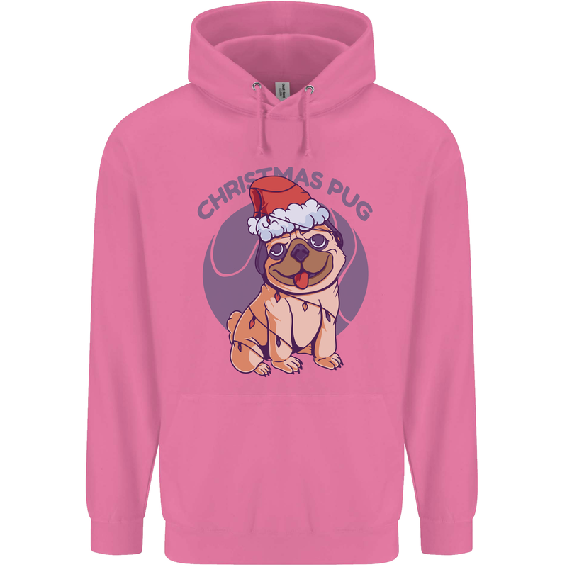 Christmas Pug Dog Xmas Mens 80% Cotton Hoodie Azelea