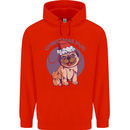 Christmas Pug Dog Xmas Mens 80% Cotton Hoodie Bright Red