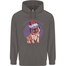 Christmas Pug Dog Xmas Mens 80% Cotton Hoodie Charcoal
