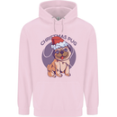 Christmas Pug Dog Xmas Mens 80% Cotton Hoodie Light Pink