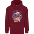 Christmas Pug Dog Xmas Mens 80% Cotton Hoodie Maroon