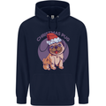 Christmas Pug Dog Xmas Mens 80% Cotton Hoodie Navy Blue