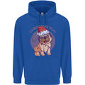 Christmas Pug Dog Xmas Mens 80% Cotton Hoodie Royal Blue