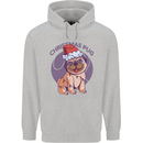 Christmas Pug Dog Xmas Mens 80% Cotton Hoodie Sports Grey