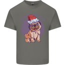 Christmas Pug Dog Xmas Mens Cotton T-Shirt Tee Top Charcoal