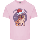Christmas Pug Dog Xmas Mens Cotton T-Shirt Tee Top Light Pink