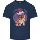 Christmas Pug Dog Xmas Mens Cotton T-Shirt Tee Top Navy Blue