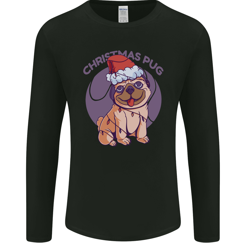 Christmas Pug Dog Xmas Mens Long Sleeve T-Shirt Black