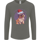 Christmas Pug Dog Xmas Mens Long Sleeve T-Shirt Charcoal