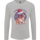 Christmas Pug Dog Xmas Mens Long Sleeve T-Shirt Sports Grey