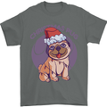 Christmas Pug Dog Xmas Mens T-Shirt 100% Cotton Charcoal