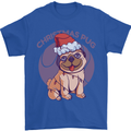 Christmas Pug Dog Xmas Mens T-Shirt 100% Cotton Royal Blue