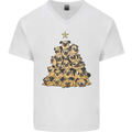 Christmas Pug Funny Dog Xmas Tree Mens V-Neck Cotton T-Shirt White