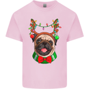 Christmas Pug Xmas Dog Kids T-Shirt Childrens Light Pink