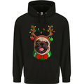 Christmas Pug Xmas Dog Mens 80% Cotton Hoodie Black