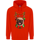 Christmas Pug Xmas Dog Mens 80% Cotton Hoodie Bright Red
