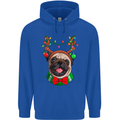 Christmas Pug Xmas Dog Mens 80% Cotton Hoodie Royal Blue