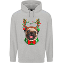 Christmas Pug Xmas Dog Mens 80% Cotton Hoodie Sports Grey