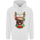 Christmas Pug Xmas Dog Mens 80% Cotton Hoodie White