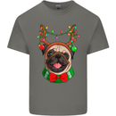 Christmas Pug Xmas Dog Mens Cotton T-Shirt Tee Top Charcoal