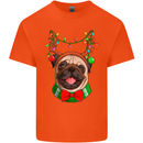 Christmas Pug Xmas Dog Mens Cotton T-Shirt Tee Top Orange