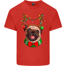 Christmas Pug Xmas Dog Mens Cotton T-Shirt Tee Top Red
