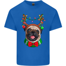 Christmas Pug Xmas Dog Mens Cotton T-Shirt Tee Top Royal Blue