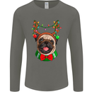Christmas Pug Xmas Dog Mens Long Sleeve T-Shirt Charcoal